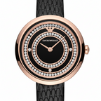 Emporio Armani Rosa AR11493 32mm Women's Quartz Watch – Black & Rose Gold-Tone Genuine Leather Strap