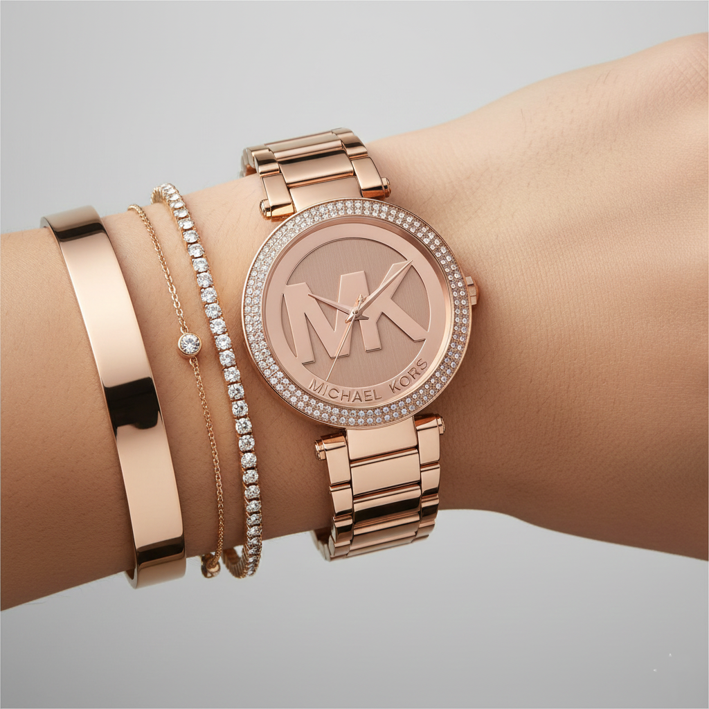Michael Kors Parker MK5865 39mm Women's Quartz Watch – Sunray Rose Gold with Rose Gold Stainless Steel Bracelet