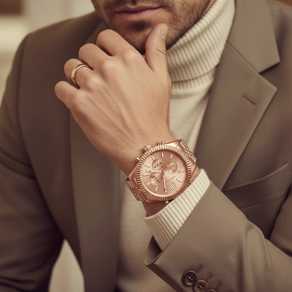 Michael Kors Lexington MK8319 45mm Men's Chronograph Watch – Rose Gold & Rose Gold-Tone Stainless Steel Bracelet