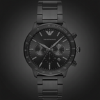 Emporio Armani Mario AR11242 43mm Men's Chronograph Watch – Black & Black Stainless Steel Bracelet