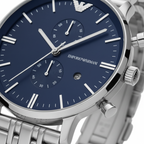 Emporio Armani Gianni AR1648 43mm Men's Quartz Watch – Blue & Blue Stainless Steel Bracelet