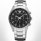 Emporio Armani Tazio AR5980 46mm Men's Chronograph Watch – Black & Black Stainless Steel Bracelet