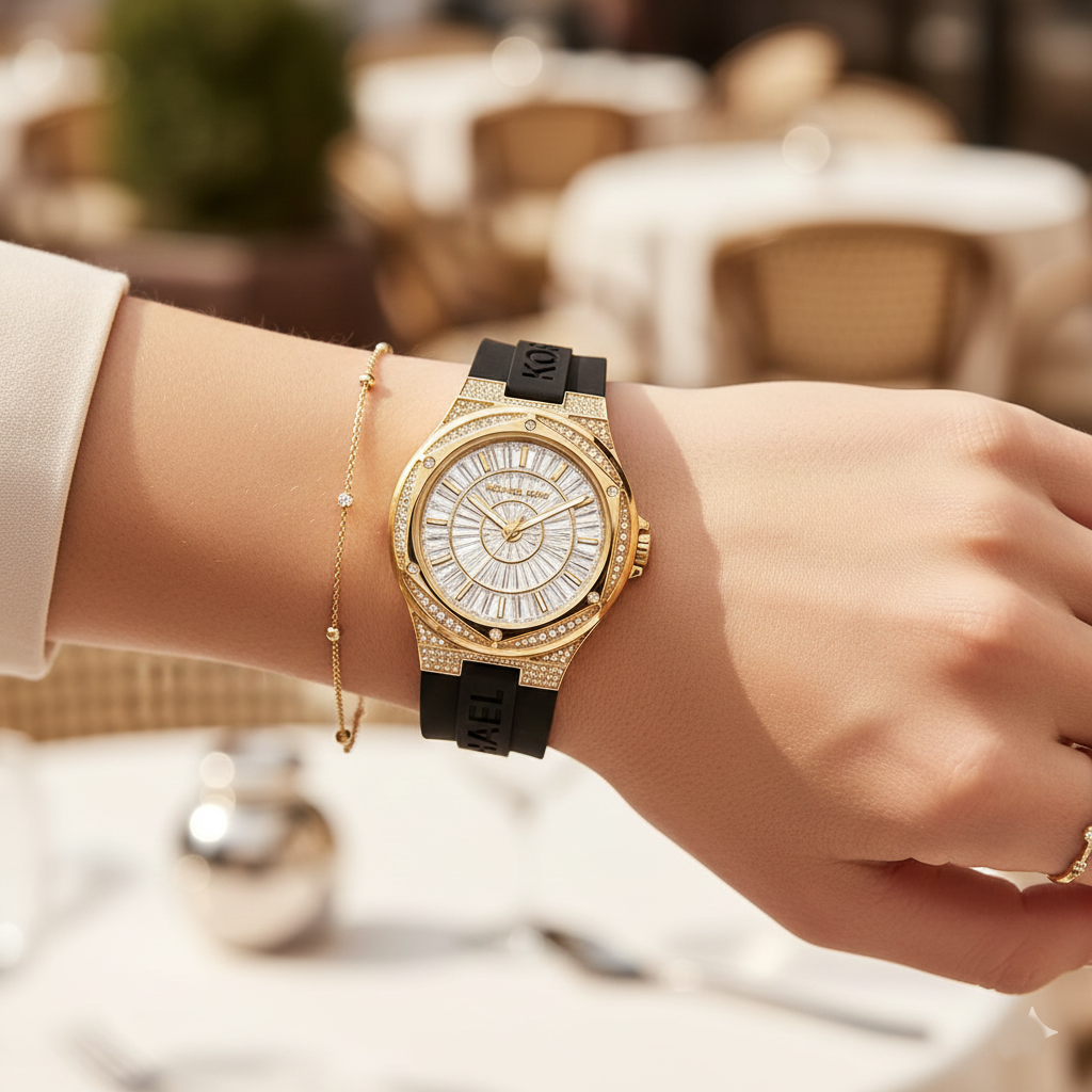 Michael Kors Camille MK7247 43mm Women's Quartz Watch – Gold with Gold Silicone Strap
