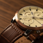 Tommy Hilfiger Jameson 1792053 44mm Men's Multi-Function Watch – Brown & Brown Genuine Leather Strap