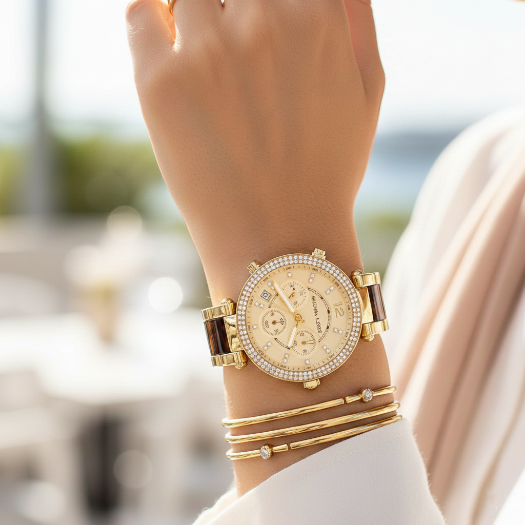Michael Kors Parker MK5688 39mm Women's Chronograph Watch – Gold with Gold Acetate and Stainless Steel Bracelet
