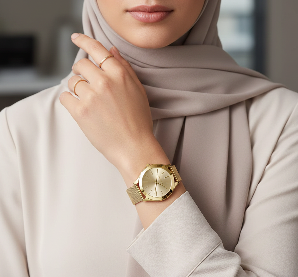 Michael Kors Runway MK3282 42mm Women's Quartz Watch – Sunray Gold with Gold Stainless Steel Mesh Bracelet