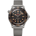 Omega Seamaster “007 Edition” Master Quality Watch – Black Dial, Bronze Gold-Tone Bezel & Stainless Steel Mesh Bracelet