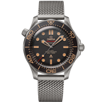 Omega Seamaster “007 Edition” Master Quality Watch – Black Dial, Bronze Gold-Tone Bezel & Stainless Steel Mesh Bracelet