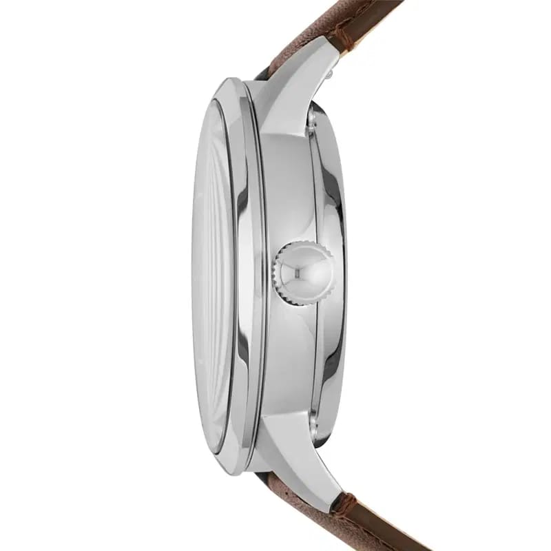 Fossil Townsman ME3110 50mm Men’s Automatic Watch – Dark Blue Skeleton Dial & Brown Genuine Leather Strap