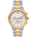 Michael Kors Billie MK9221 44mm Men's Chronograph Watch – White & Gold-Tone Stainless Steel Bracelet