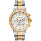 Michael Kors Billie MK9221 44mm Men's Chronograph Watch – White & Gold-Tone Stainless Steel Bracelet