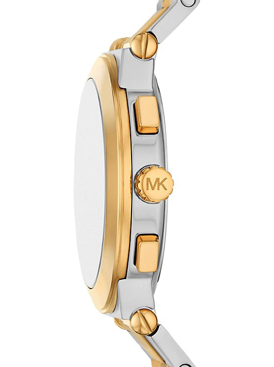 Michael Kors Billie MK9221 44mm Men's Chronograph Watch – White & Gold-Tone Stainless Steel Bracelet