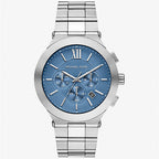 Michael Kors Billie MK9222 44mm Men's Chronograph Watch – Blue & Silver-Tone Stainless Steel Bracelet