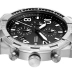 Fossil Bronson FS5710 50mm Men’s Quartz Watch – Black Dial & Silver-tone Stainless Steel Bracelet