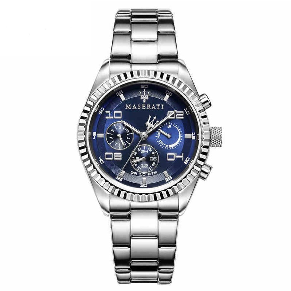 Maserati Competizione R8853100011 43mm Men’s Quartz Watch – Blue Multi-Function Dial & Silver-Tone Link Bracelet