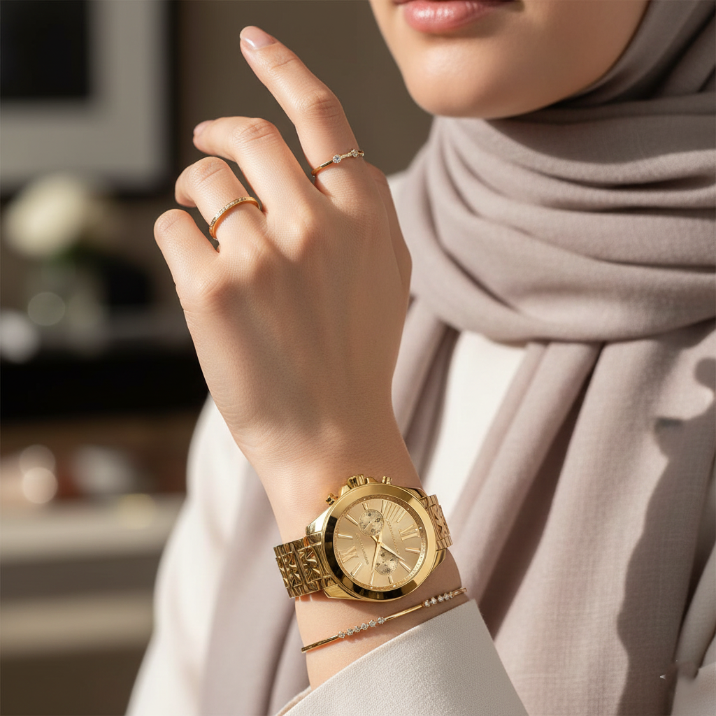Michael Kors Wren MK6952 38mm Women's Chronograph Watch – Gold with Gold Stainless Steel Bracelet