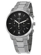 Fossil Neutra FS5384 44mm Men’s Chronograph Watch – Black Dial & Silver-tone Stainless Steel Bracelet