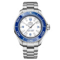 Omega Seamaster Planet Ocean Ultra Deep 43.5mm Master Quality Watch – White Dial, Blue Bezel & Stainless Steel Bracelet