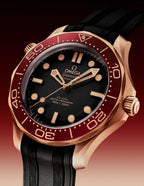 Omega Seamaster Diver 300M 42mm Master Quality Watch – Black Dial, Burgundy Bezel, Bronze Gold-Tone Case & Black Rubber Strap