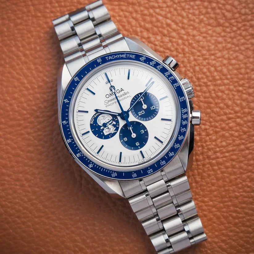 Omega Speedmaster “Silver Snoopy Award” 50th Anniversary Master Quality Watch – White Dial & Stainless Steel Bracelet