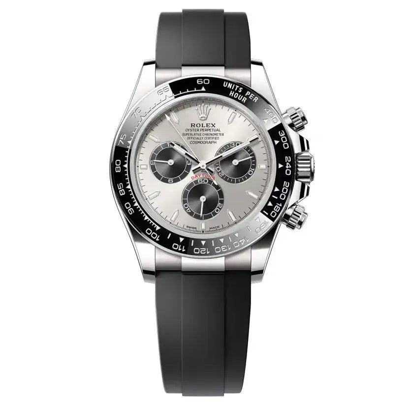 Rolex Cosmograph Daytona Master Quality Watch – Grey Dial, Black Ceramic Bezel & Oysterflex Rubber Strap
