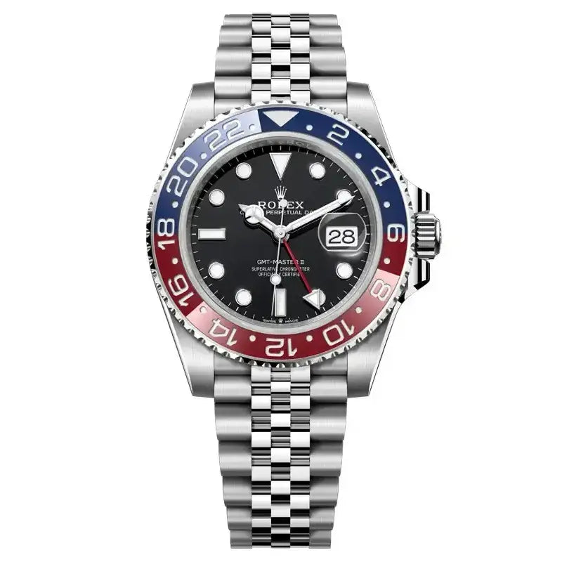 Rolex GMT-Master II “Pepsi” Master Quality Watch – Black Dial, Red-Blue Ceramic Bezel & Jubilee Bracelet