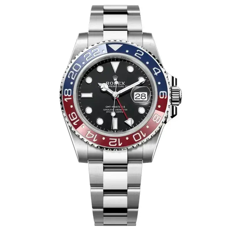 Rolex GMT-Master II “Pepsi” Master Quality Watch – Black Dial, Red-Blue Bezel & Oyster Bracelet