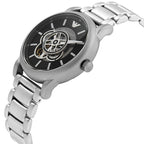 Emporio Armani Luigi AR60021 43mm Men's Automatic Watch – Black Open-Heart & Silver Stainless Steel Bracelet
