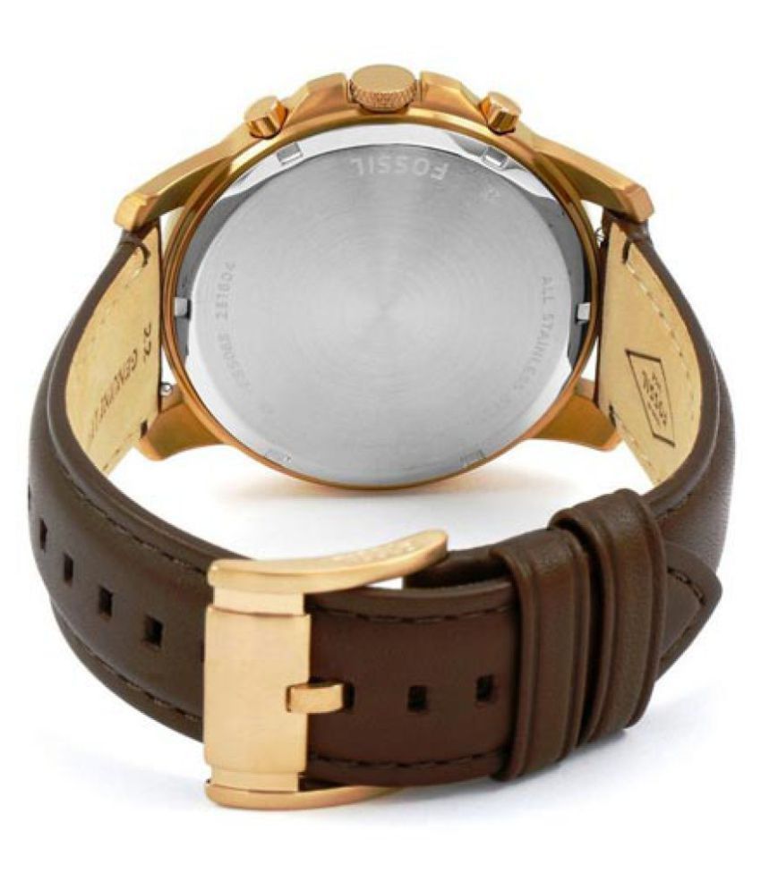 Fossil Grant FS5068 44mm Men’s Chronograph Watch – Blue Dial & Brown Genuine Leather Strap