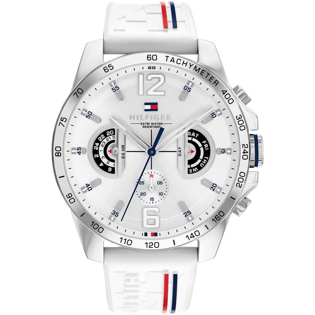 Tommy Hilfiger Signature 1710676 Men's Multi-Function Watch – White & White Silicone Strap