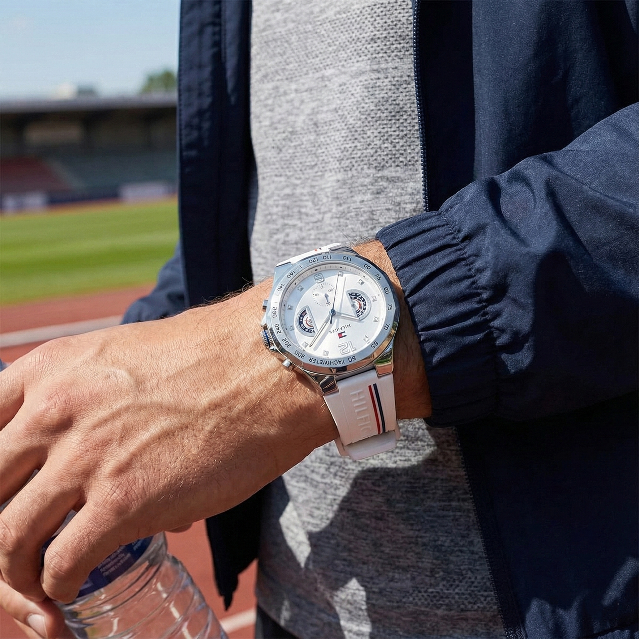 Tommy Hilfiger Signature 1710676 Men's Multi-Function Watch – White & White Silicone Strap