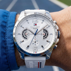 Tommy Hilfiger Signature 1710676 Men's Multi-Function Watch – White & White Silicone Strap