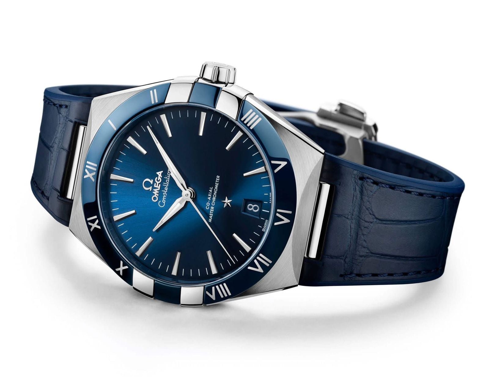 Omega Constellation Master Quality Watch – Blue Dial & Blue Leather Strap