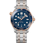 Omega Seamaster Diver 300M Master Quality Watch – Blue Dial, Rose Gold-Tone Bezel & Rose Two-Tone Stainless Steel Bracelet