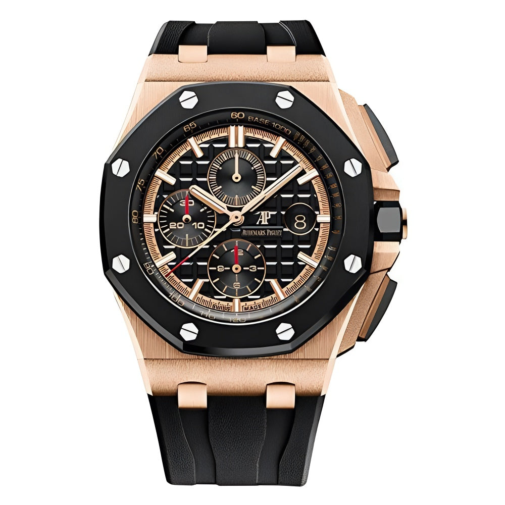 Audemars Piguet Royal Oak 43mm Men's Quartz Watch – Black with Black Silicone Strap