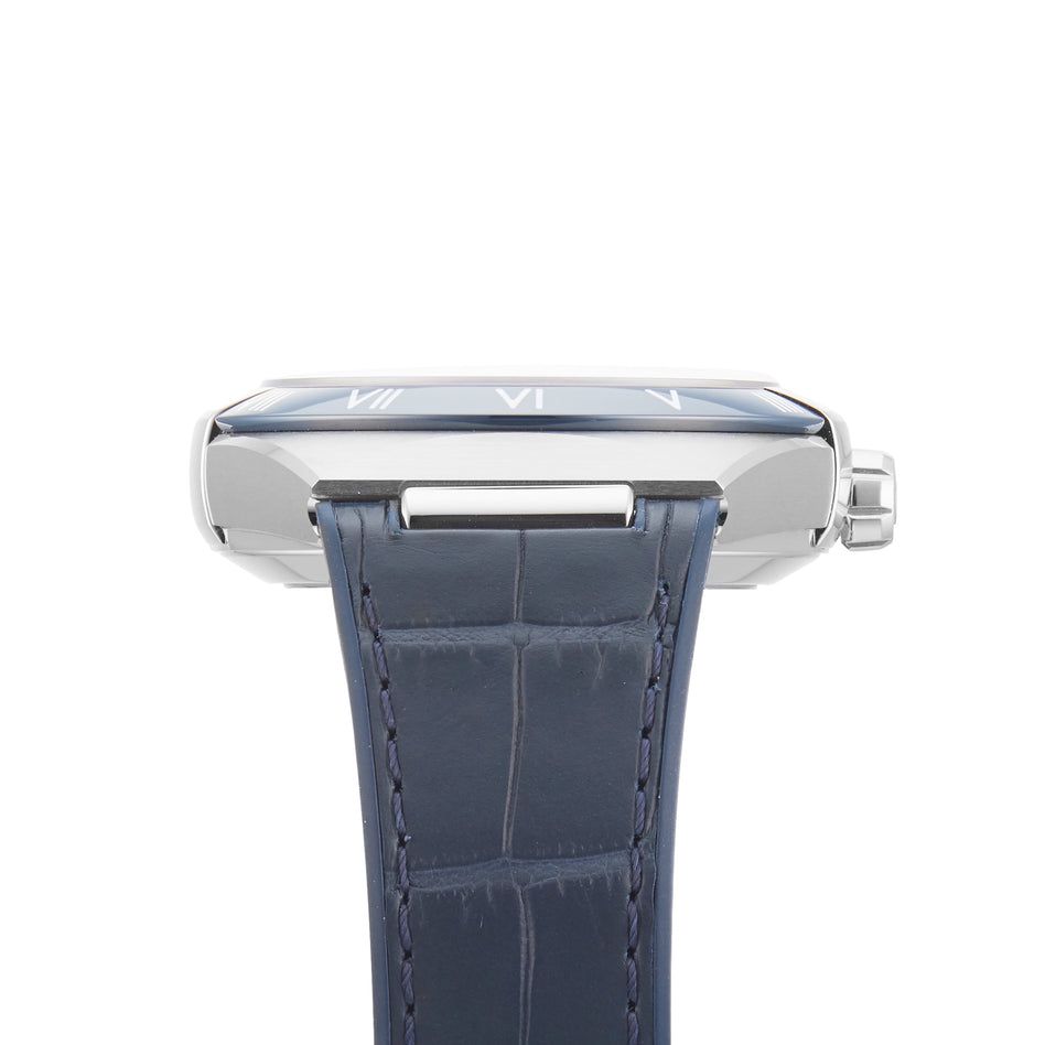 Omega Constellation 41mm Master Quality Watch – White Dial, Blue Ceramic Bezel & Blue Leather Strap