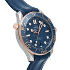 Omega Seamaster Diver 300M 42mm Master Quality Watch – Blue Dial, Rose Gold-Tone Bezel & Blue Rubber Strap