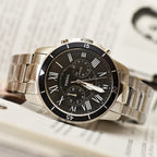 Fossil Grant Sport FS5236 44mm Men’s Chronograph Watch – Black Dial & Silver-tone Stainless Steel Bracelet
