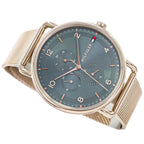 Tommy Hilfiger Signature 1782664 Men's Multi-Function Watch – Blue-Grey & Rose Gold Stainless Steel Mesh Bracelet