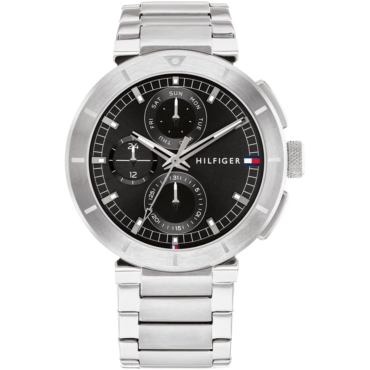 Tommy Hilfiger Signature 1792116 Men's Multi-Function Watch – Black & Silver Stainless Steel Bracelet