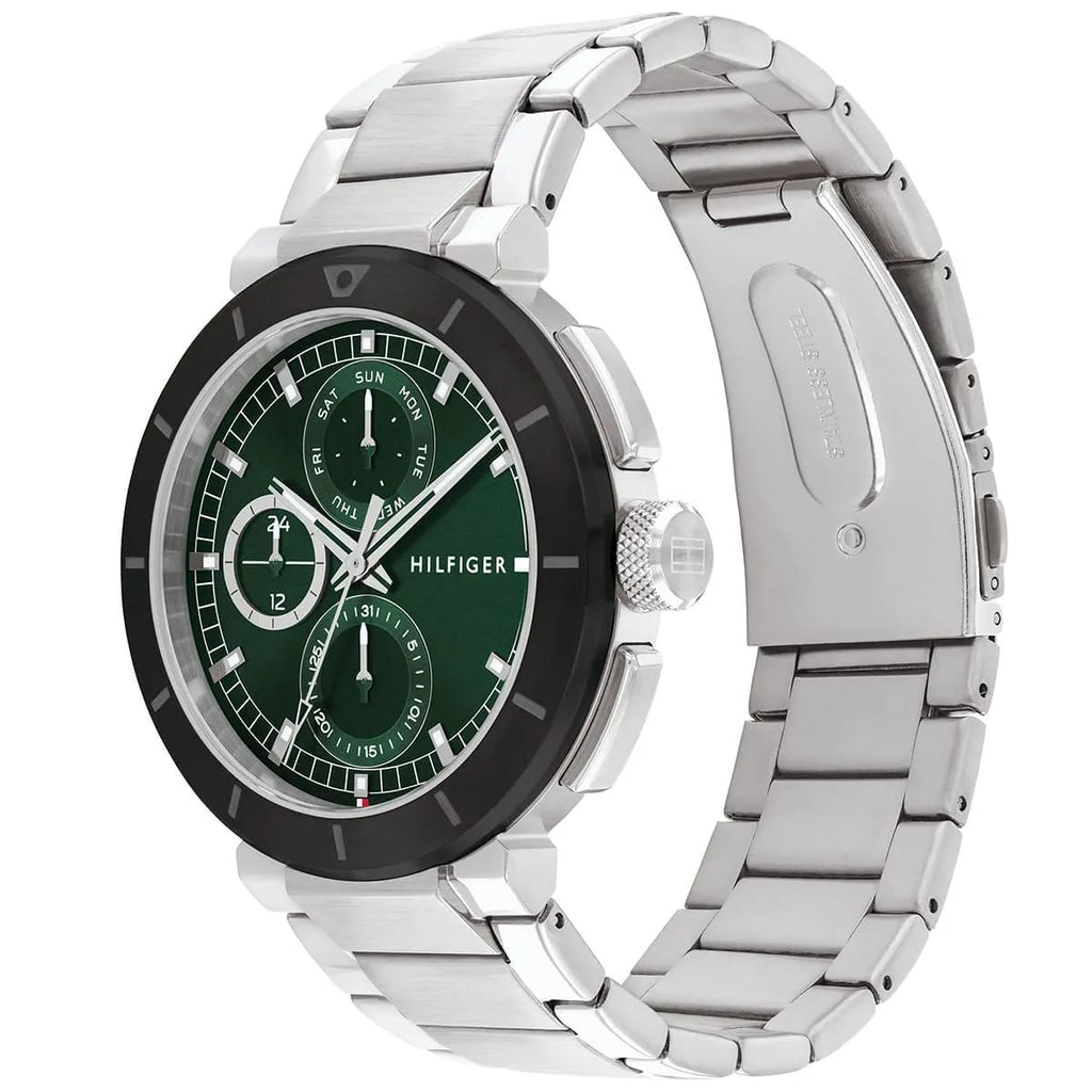 Tommy Hilfiger Signature 1710509 Men's Multi-Function Watch – Green & Silver Stainless Steel Bracelet