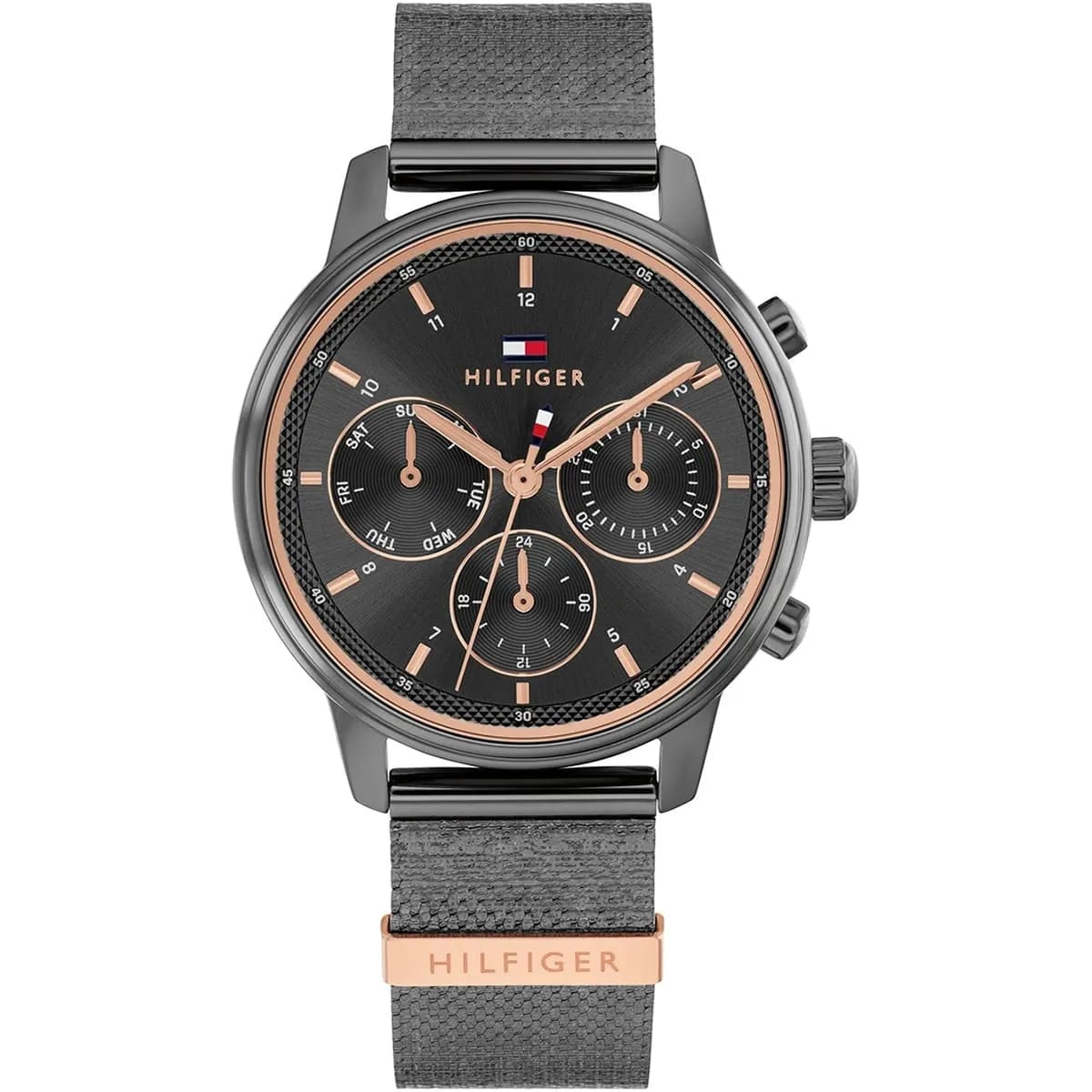 Tommy Hilfiger Signature 1782810 Women's Multi-Function Watch – Black & Black Stainless Steel Mesh Bracelet