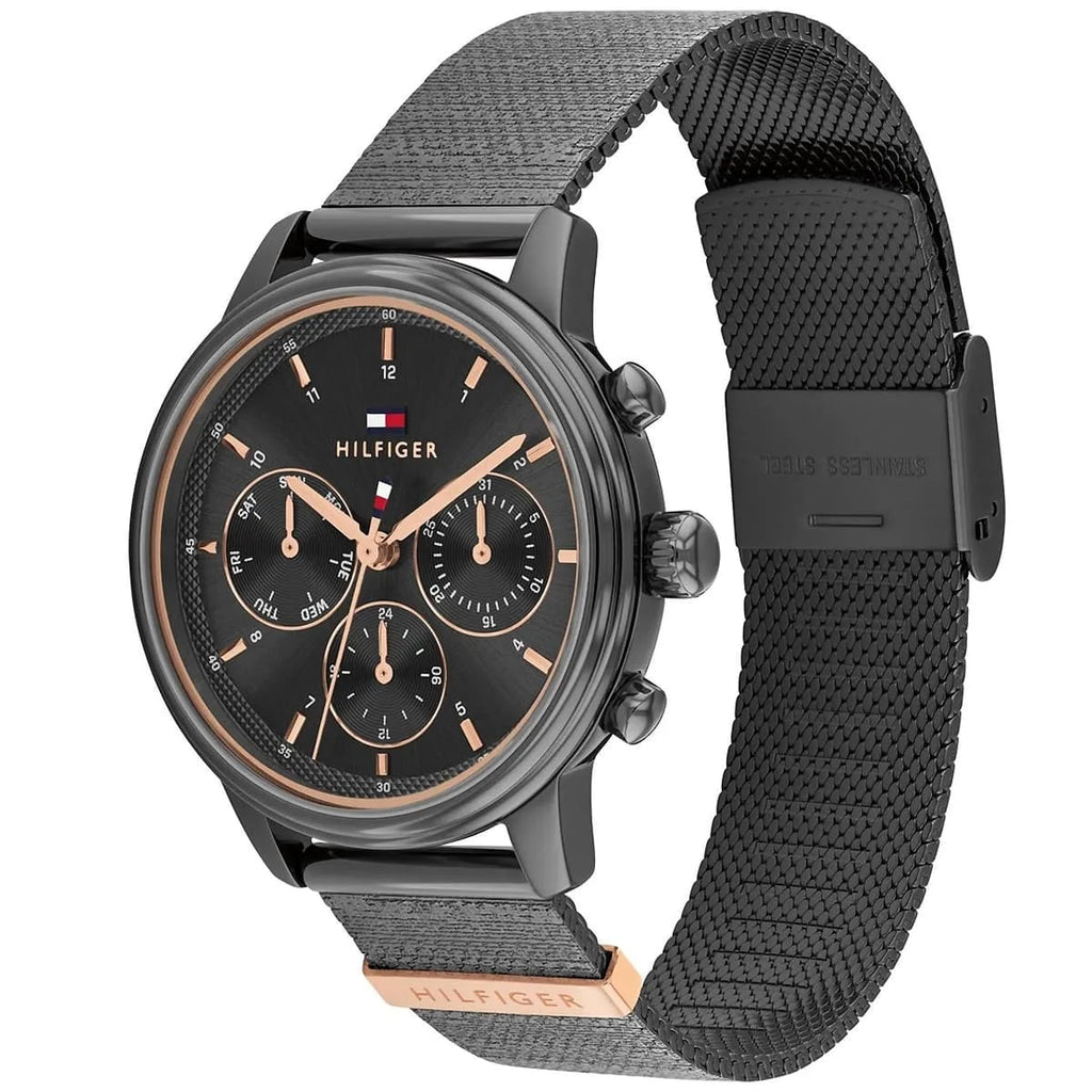 Tommy Hilfiger Signature 1782810 Women's Multi-Function Watch – Black & Black Stainless Steel Mesh Bracelet