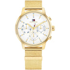Tommy Hilfiger Signature 1782302 Women's Multi-Function Watch – White & Gold Stainless Steel Mesh Bracelet