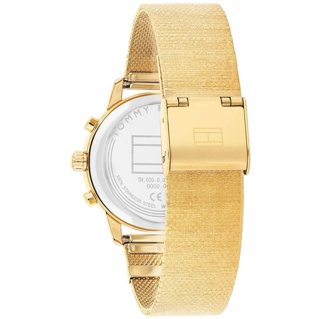 Tommy Hilfiger Signature 1782302 Women's Multi-Function Watch – White & Gold Stainless Steel Mesh Bracelet