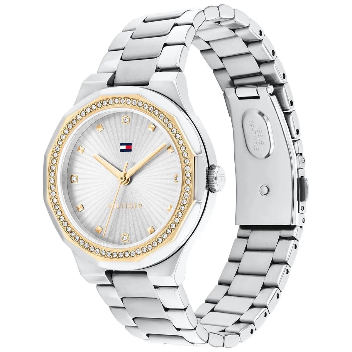 Tommy Hilfiger Signature 1782723 Women's Quartz Watch – Gold Sunray & Two-Tone Silver and Gold Stainless Steel Bracelet