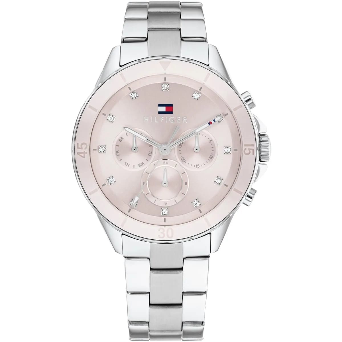 Tommy Hilfiger Mellie 1782706 Women's Multi-Function Watch – Pink & Silver Stainless Steel Bracelet