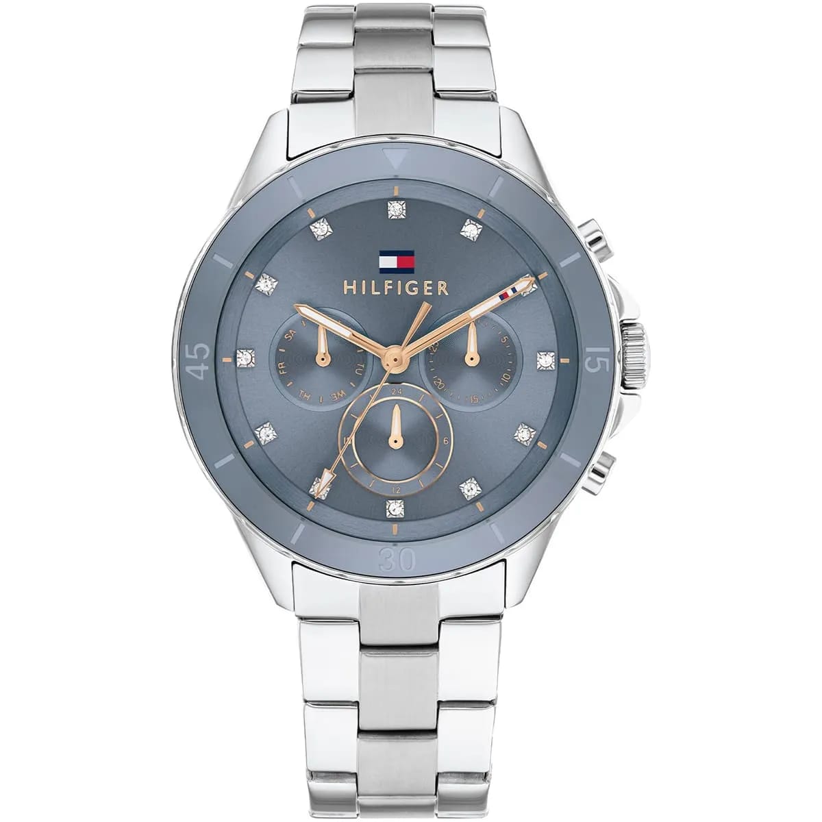Tommy Hilfiger Mellie 1782708 40mm Women's Multi-Function Watch – Blue & Silver Stainless Steel Bracelet