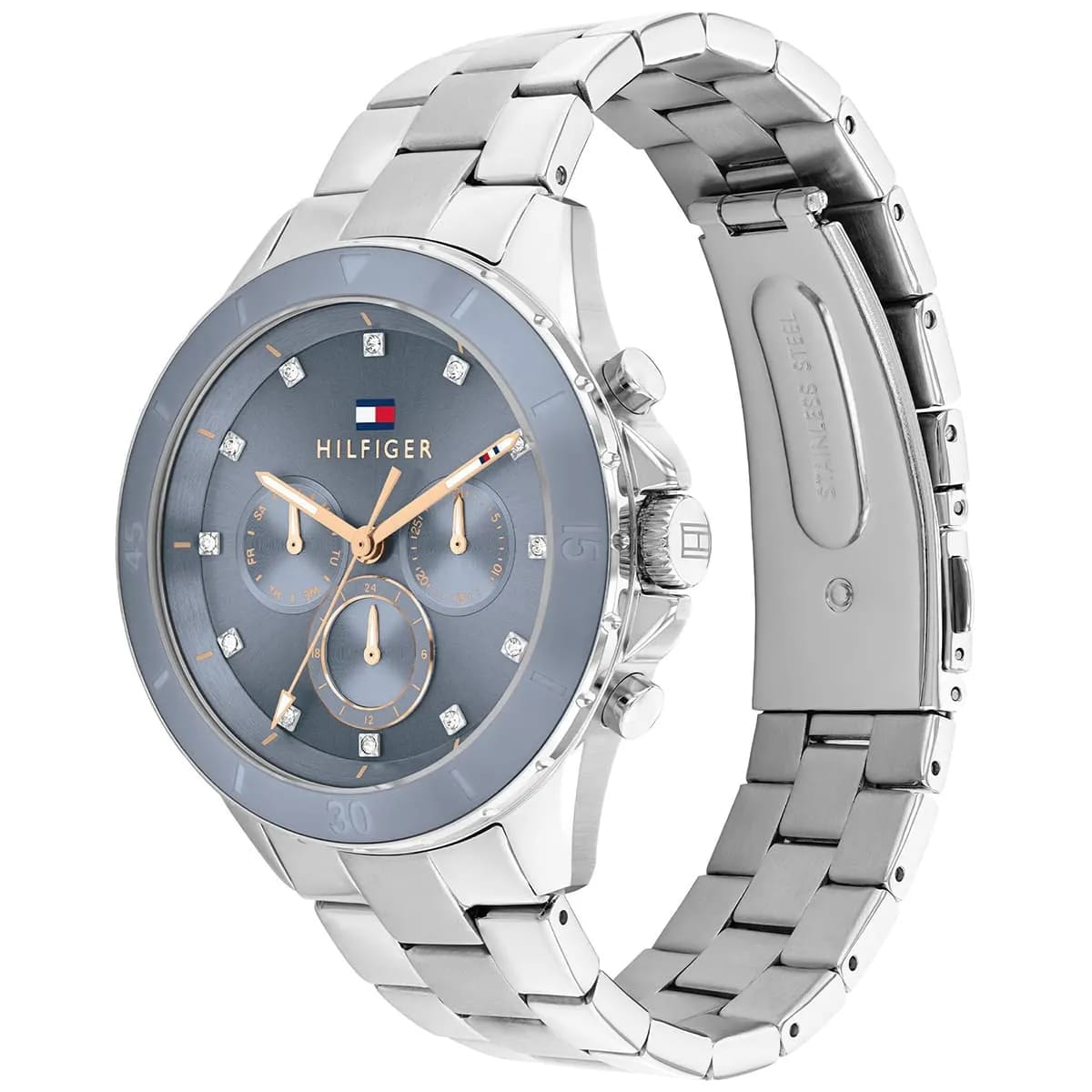 Tommy Hilfiger Mellie 1782708 40mm Women's Multi-Function Watch – Blue & Silver Stainless Steel Bracelet