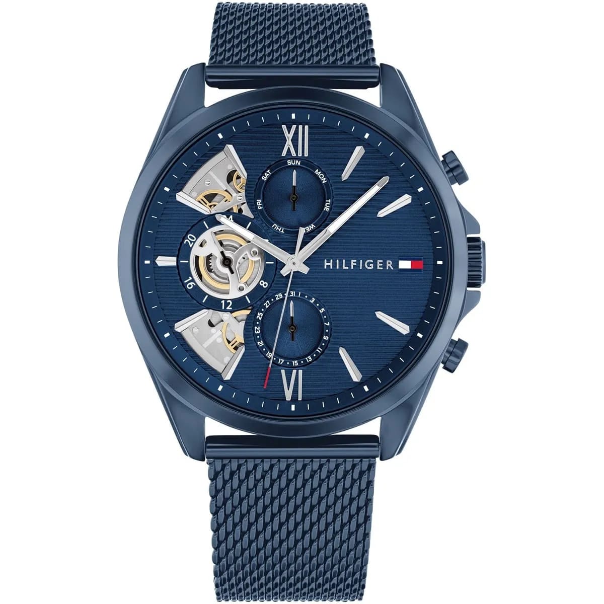 Tommy Hilfiger Shawn 1710648 46mm Men's Multi-Function Watch – Blue & Blue Silicone Strap